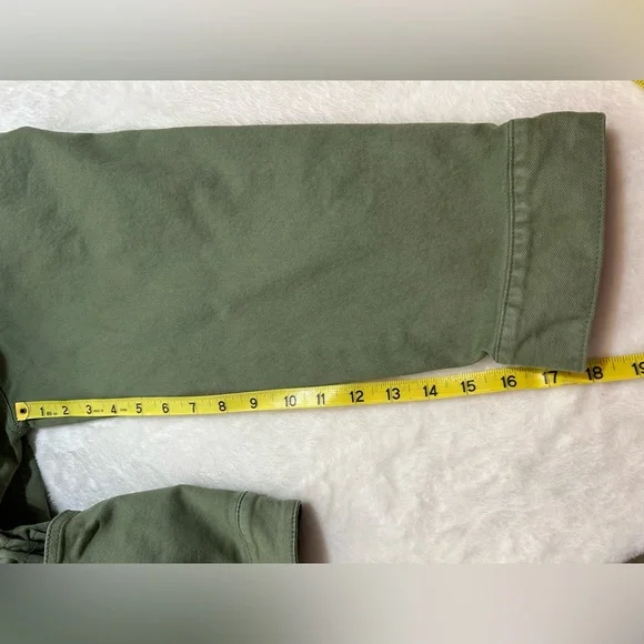 LOFT Olive Green Utility Button up Cinch Waist Canvas Jacket Size XXL - Picture 6 of 8